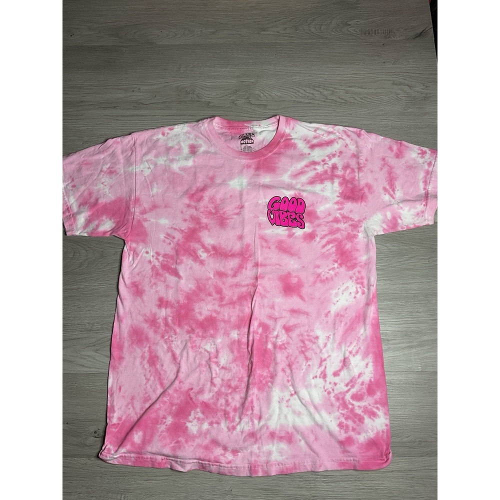 Call Your Mother "Good Vibes" Pink T Shirt Skeleton Flamingo Float Graphic Men L